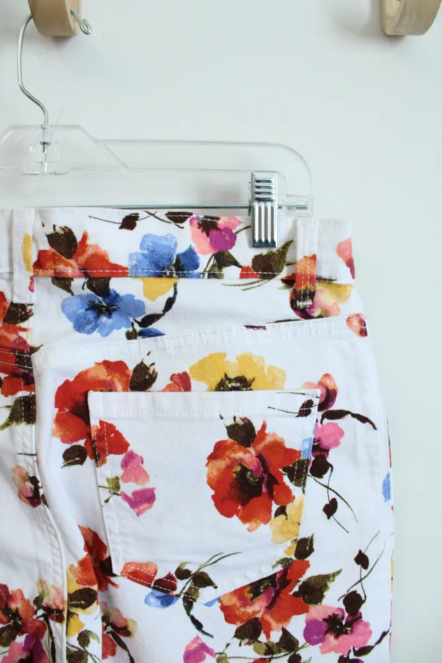Rings Gloria Vanderbilt Gloria Vanderbilt White Floral Amanda Shorts 10