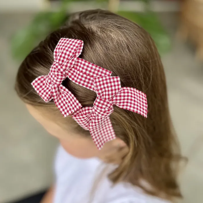 Rings iszi ONLINE Girls Hair Clips Red White Check