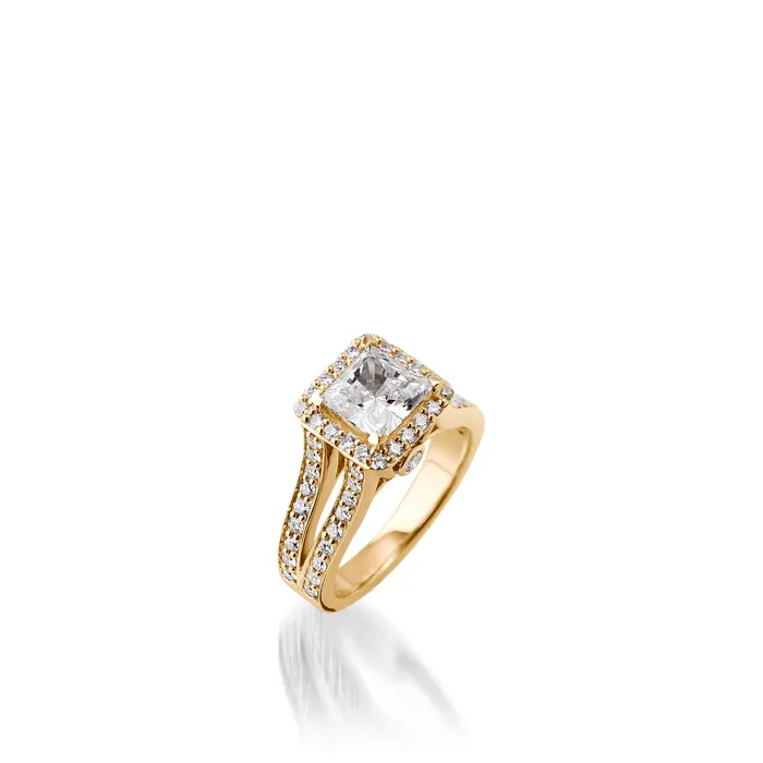 Rings John Atencio Chiffon Princess Cut Yellow Gold Engagement Ring