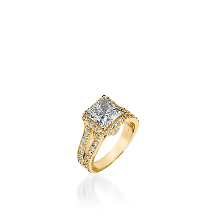 Rings John Atencio Chiffon Princess Cut Yellow Gold Engagement Ring