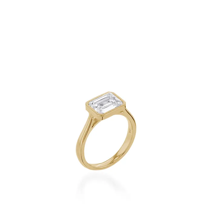 Rings John Atencio Grace Bezel Set Yellow Gold Engagement Ring