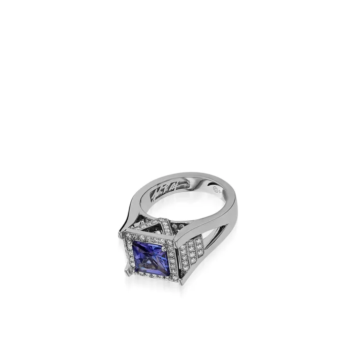 Rings John Atencio Signature Princess Cut Tanzanite Ring Rings John Atencio Signature Princess Cut Tanzanite Ring
