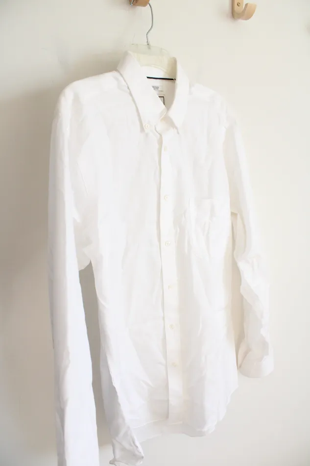 Rings Jos A Bank Jos A Bank 1905 NonIron Slim Fit Button Down White Cotton Shirt 16536 L