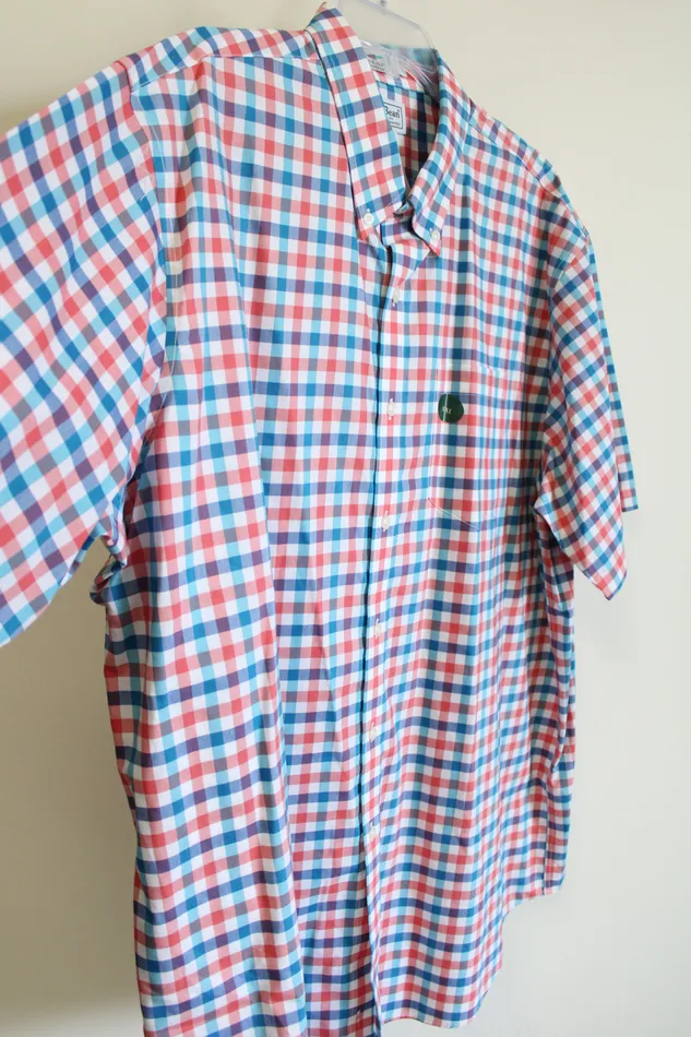 Rings LL Bean NEW LL Bean Wrinkle Resistant Blue Red Plaid Short Sleeved Button Down Shirt XXL