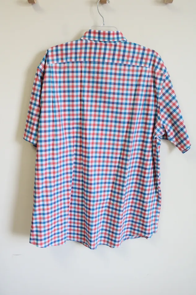 Rings LL Bean NEW LL Bean Wrinkle Resistant Blue Red Plaid Short Sleeved Button Down Shirt XXL