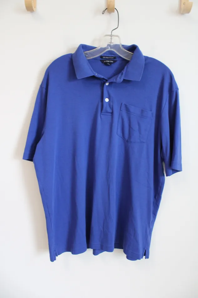 Rings Lands End Cobalt Blue Supima Cotton Polo Shirt XL Lands End