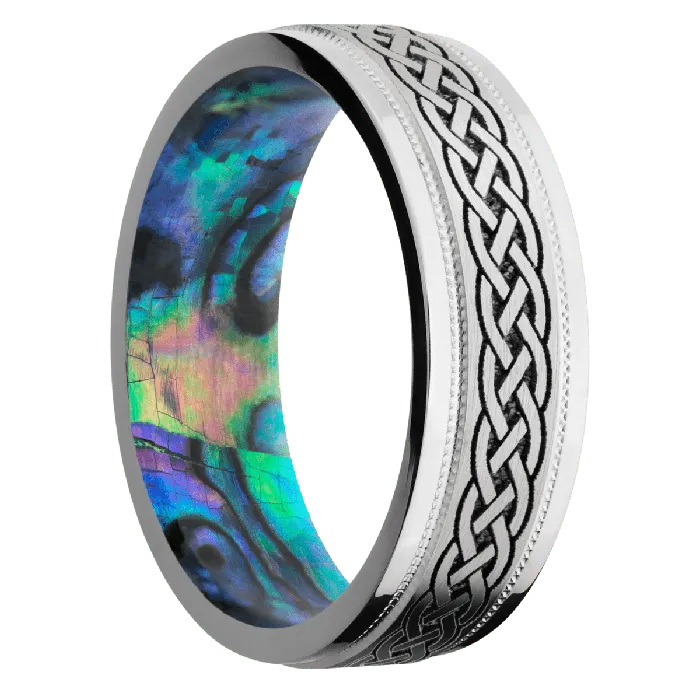 Rings Lashbrook Palladium Silver Satin Polish Finish Abalone