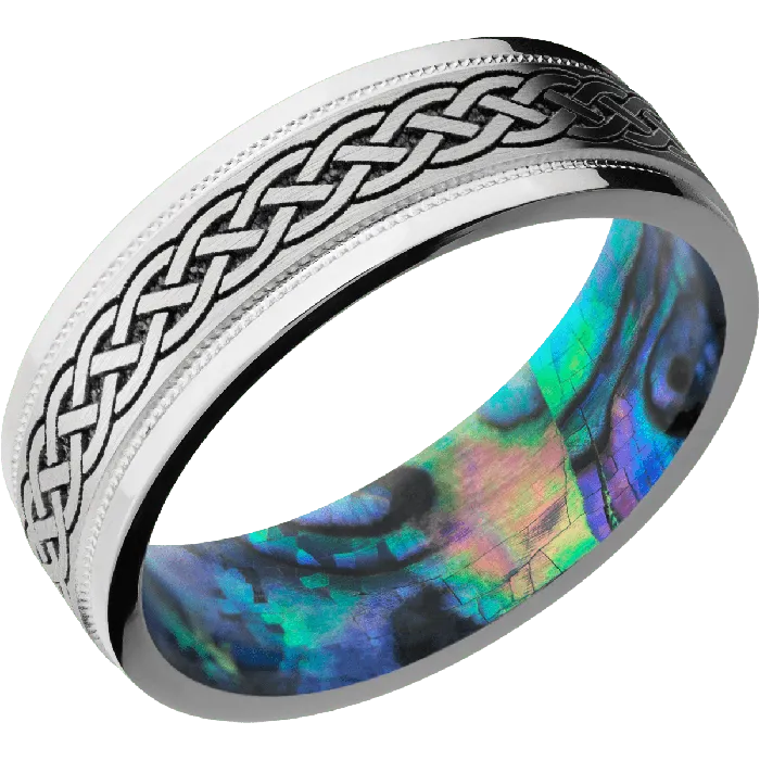 Rings Lashbrook Palladium Silver Satin Polish Finish Abalone