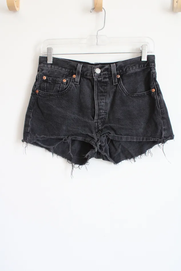 Rings Levi Strauss 501 Black Denim Distressed Shorts 29 Levis