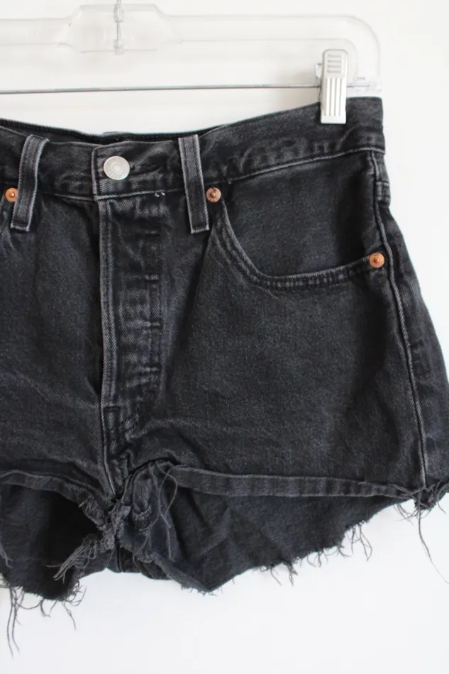 Rings Levi Strauss 501 Black Denim Distressed Shorts 29 Levis