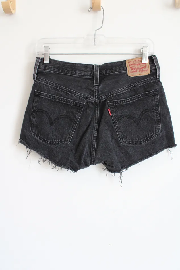 Rings Levi Strauss 501 Black Denim Distressed Shorts 29 Levis
