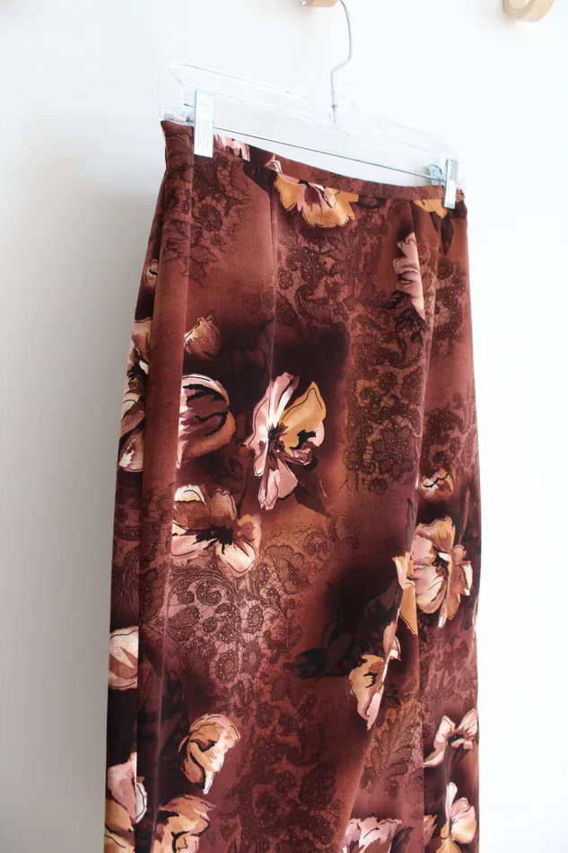 Rings Liz Baker Liz Baker Petite Vintage Brown Floral Skirt 6