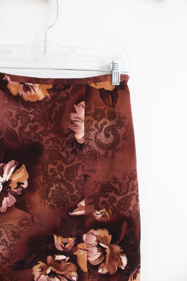 Rings Liz Baker Liz Baker Petite Vintage Brown Floral Skirt 6