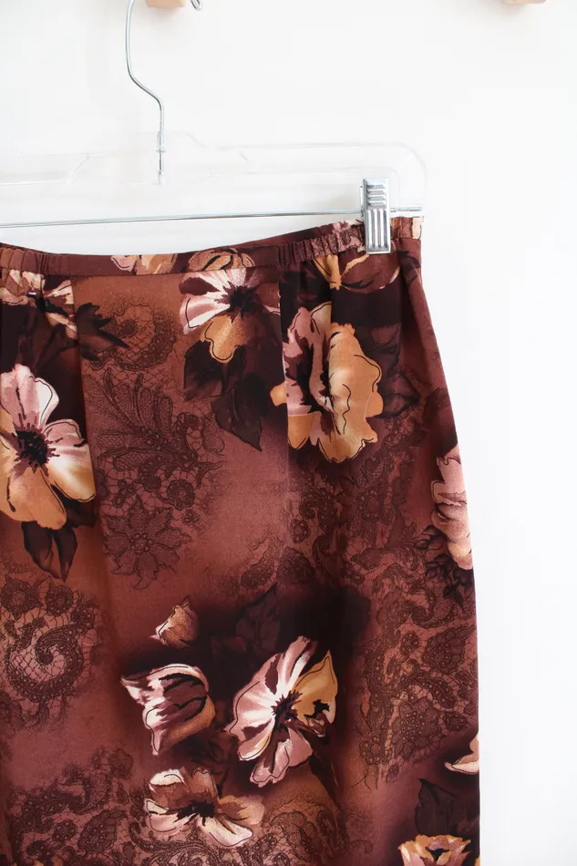 Rings Liz Baker Liz Baker Petite Vintage Brown Floral Skirt 6