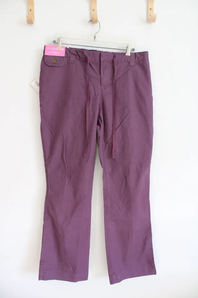 Rings Liz Lange NEW Liz Lange Wide Leg Adjustable Waist Purple Maternity Pants 8
