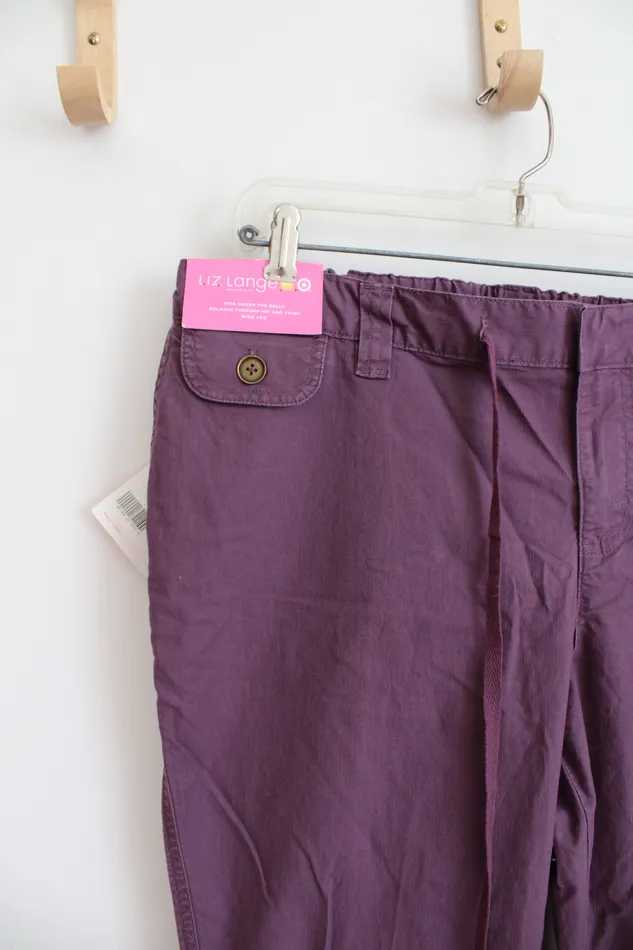 Rings Liz Lange NEW Liz Lange Wide Leg Adjustable Waist Purple Maternity Pants 8