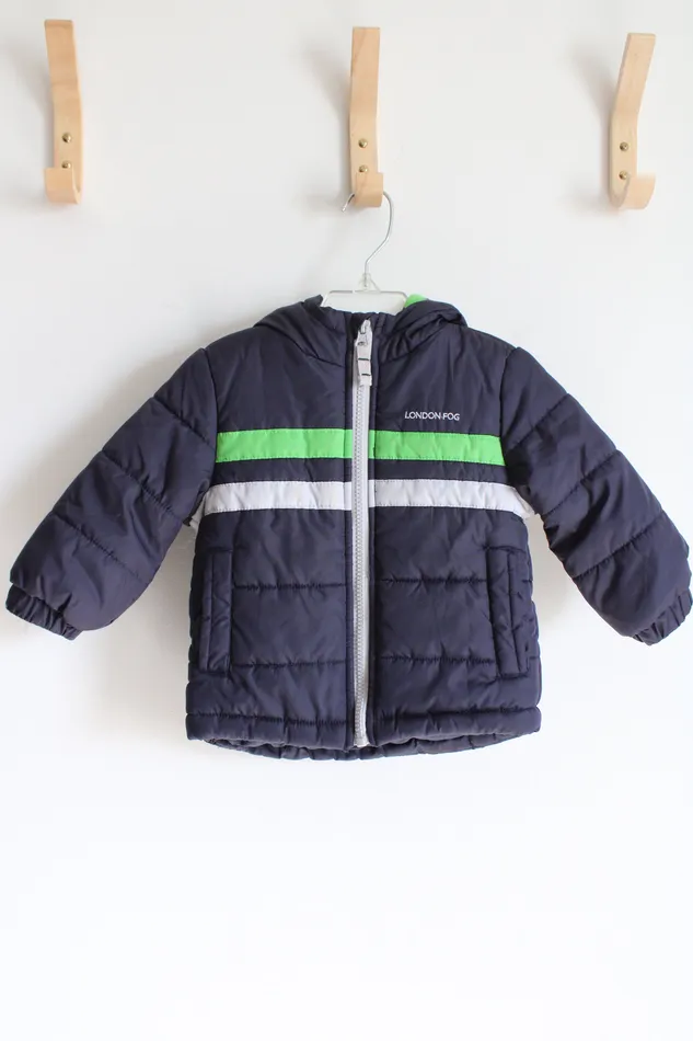 Rings London Fog London Fog Blue Green Gray Puffer Winter Coat 12 MO