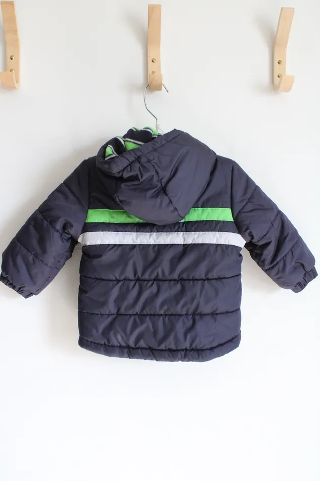 Rings London Fog London Fog Blue Green Gray Puffer Winter Coat 12 MO