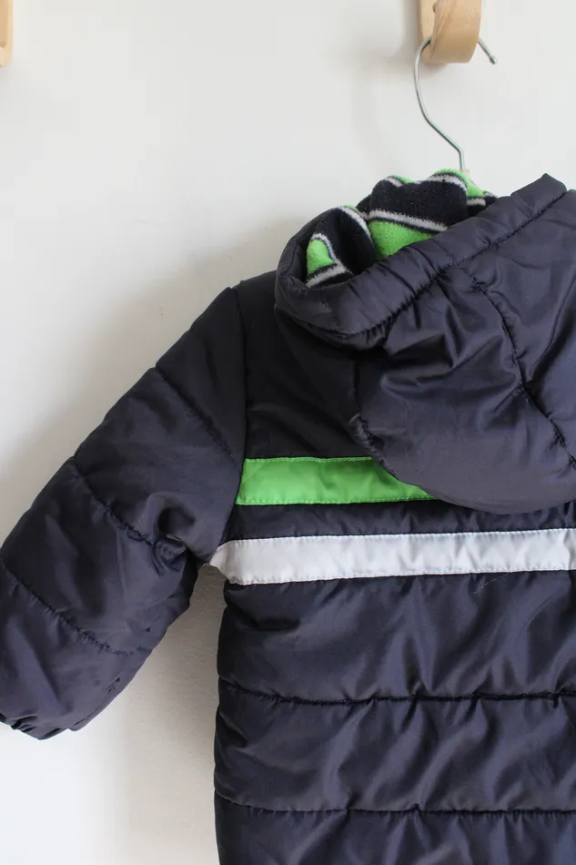 Rings London Fog London Fog Blue Green Gray Puffer Winter Coat 12 MO