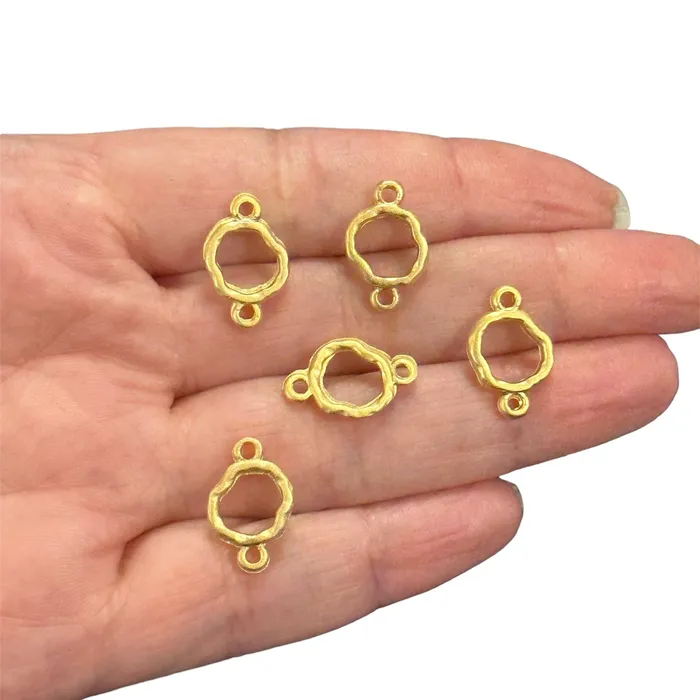 Rings Matte Gold Plated Connector Ring Charms 5 pcs in a pack Peppy Beads