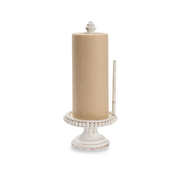 Rings MUDPIE Beaded White Wood Paper Towel Holder