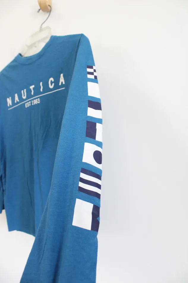 Rings Nautica Nautica Blue Logo Long sleeved Tee Youth L 1416