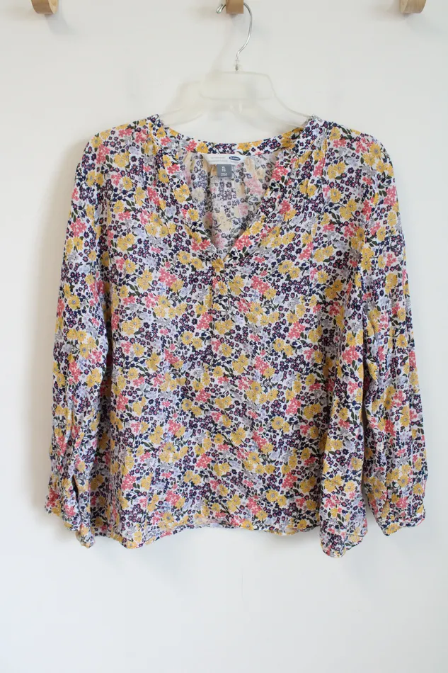Rings Old Navy Old Navy Floral Linen Blend Tunic Shirt XL