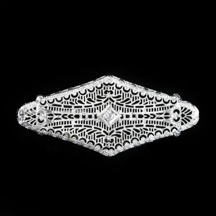 Rings OTC Art Deco Old European Cut Diamond Filigree Brooch