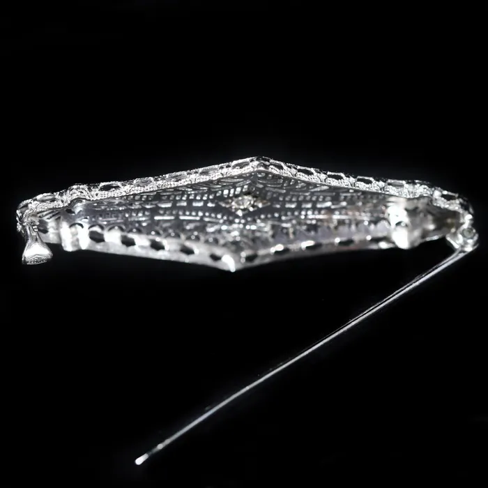 Rings OTC Art Deco Old European Cut Diamond Filigree Brooch