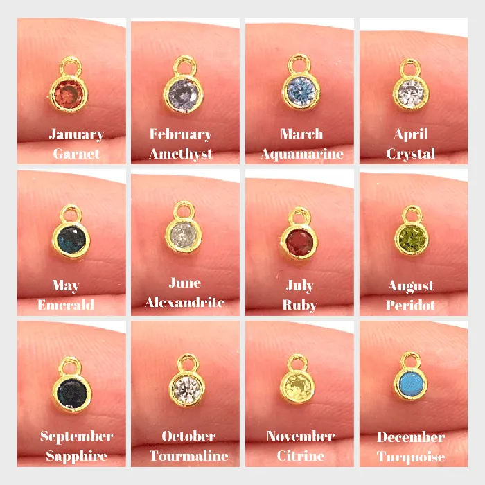 Rings Peppy Beads Birthstone Round 24Kt Gold Plated CZ Charms Mini Birthstone CZ Charms
