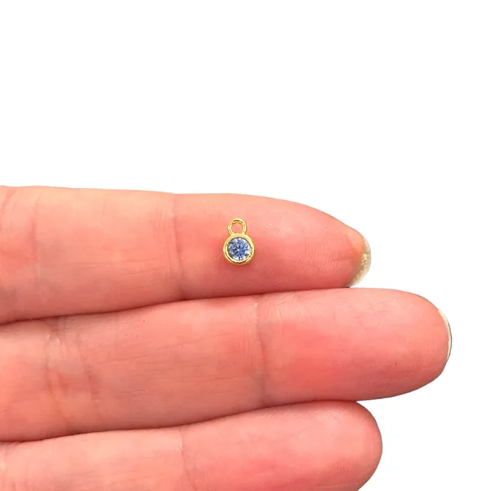 Rings Peppy Beads Birthstone Round 24Kt Gold Plated CZ Charms Mini Birthstone CZ Charms Rings Peppy Beads Birthstone Round 24Kt Gold Plated CZ Charms Mini Birthstone CZ Charms