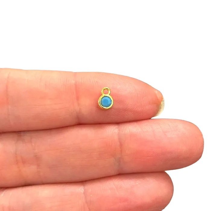 Rings Peppy Beads Birthstone Round 24Kt Gold Plated CZ Charms Mini Birthstone CZ Charms Rings Peppy Beads Birthstone Round 24Kt Gold Plated CZ Charms Mini Birthstone CZ Charms