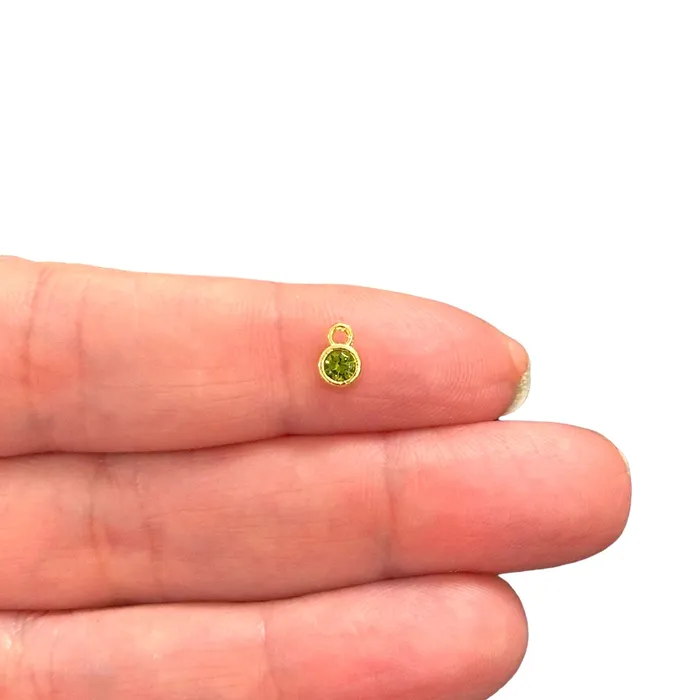 Rings Peppy Beads Birthstone Round 24Kt Gold Plated CZ Charms Mini Birthstone CZ Charms Rings Peppy Beads Birthstone Round 24Kt Gold Plated CZ Charms Mini Birthstone CZ Charms