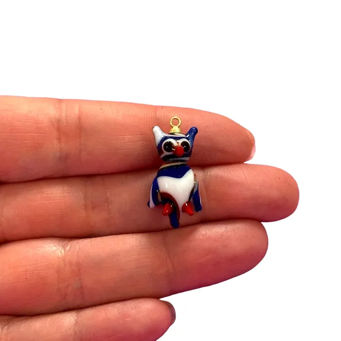 Rings Peppy Beads Hand Made Murano Glass Owl Charm With 24Kt Gold Plated Pin