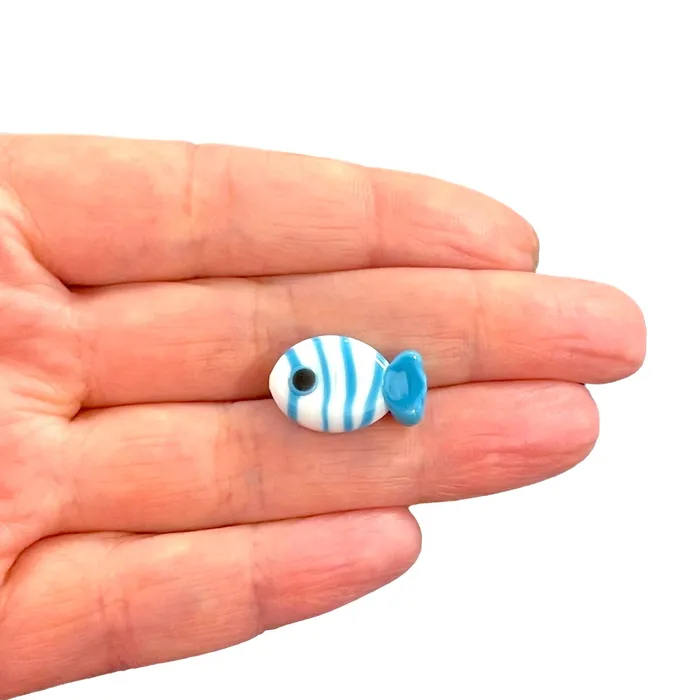 Rings Peppy Beads Hand Made Murano Glass White Fish Charm