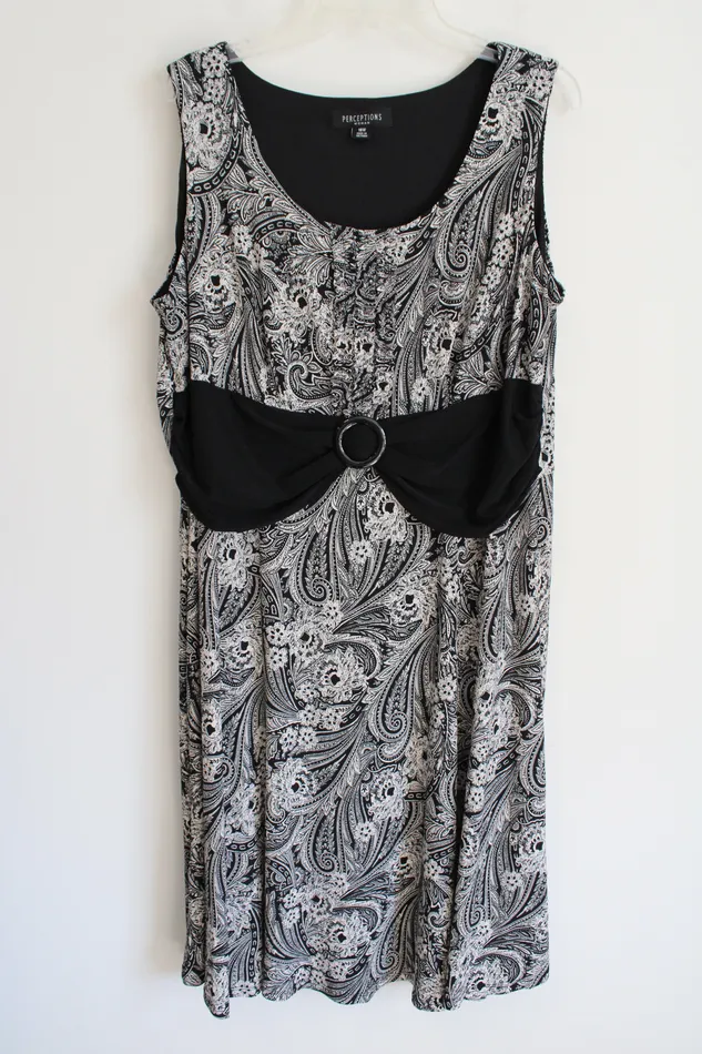 Rings Perceptions Black Off White Paisley Dress 18W Perceptions