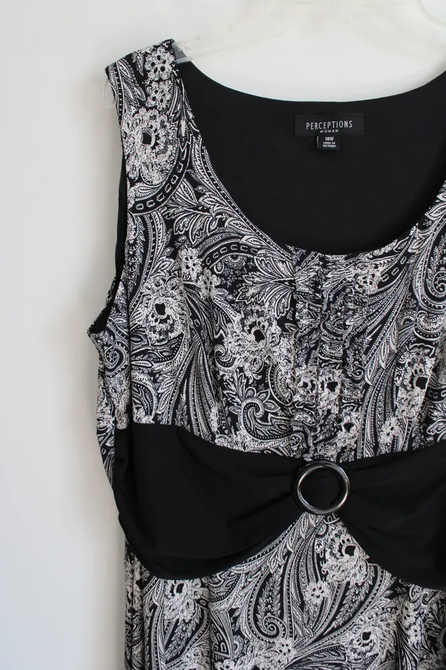 Rings Perceptions Black Off White Paisley Dress 18W Perceptions