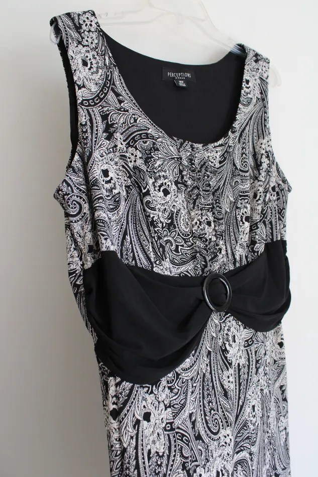 Rings Perceptions Black Off White Paisley Dress 18W Perceptions