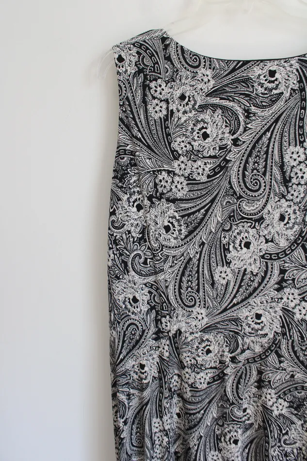 Rings Perceptions Black Off White Paisley Dress 18W Perceptions