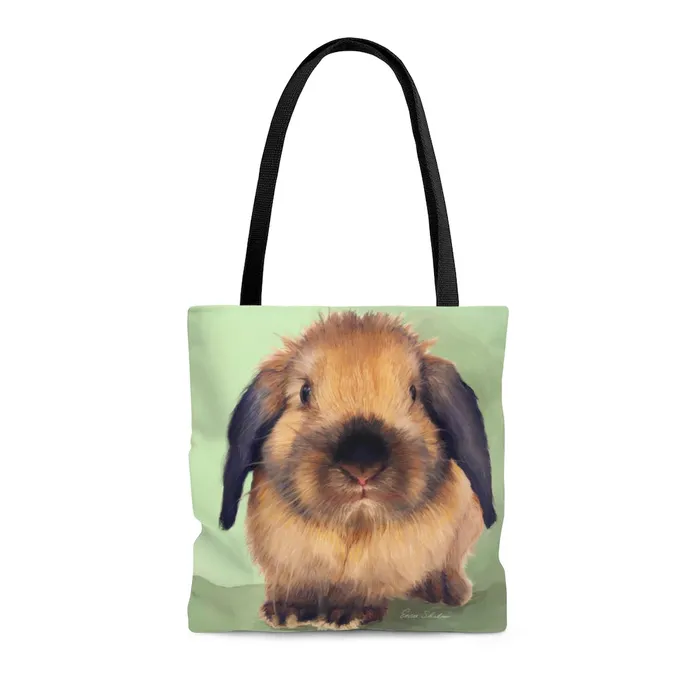 Rings Portraits by NC Tote Bag Holland Lop Design