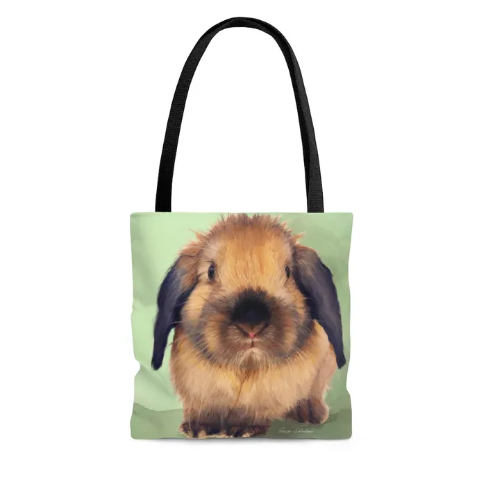 Rings Portraits by NC Tote Bag Holland Lop Design