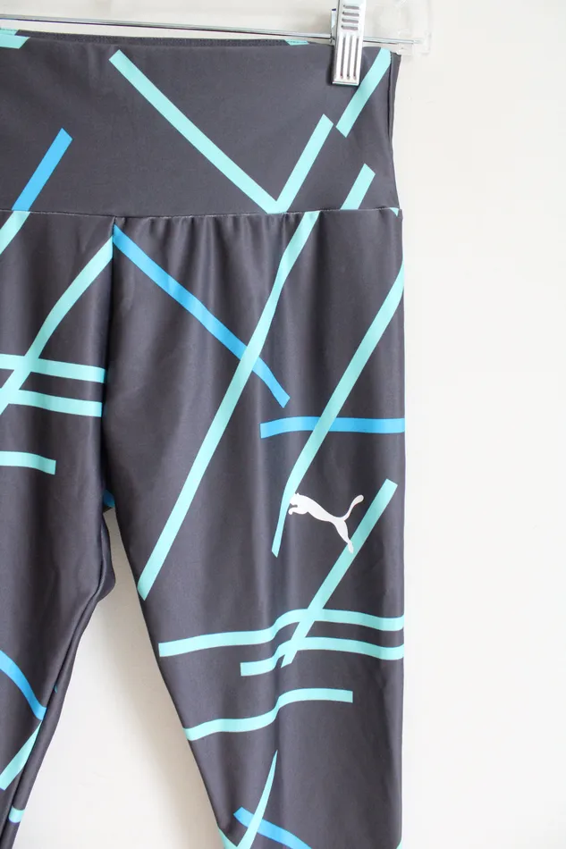 Rings Puma Gray Blue Patterned Capri Legging S Puma