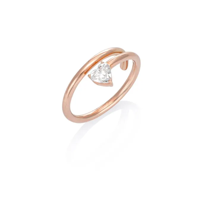 Rings RACHEL LYNN CHICAGO Rose Gold Heart Diamond Half Spiral Ring 60cts