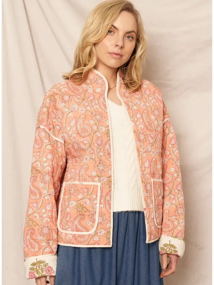 Rings Reversible Paisley Floral Jacket En Creme