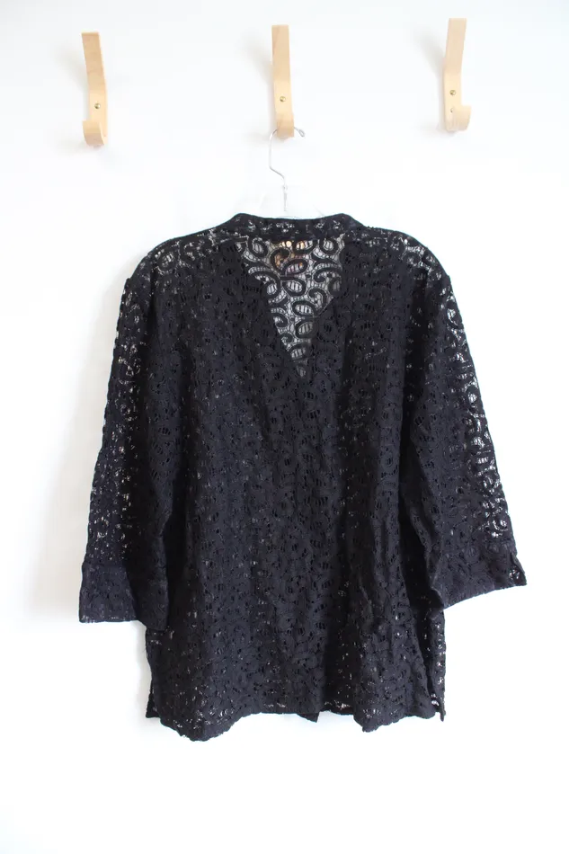 Rings Ruby Rd Black Lace Button Down Top 18W Ruby Rd