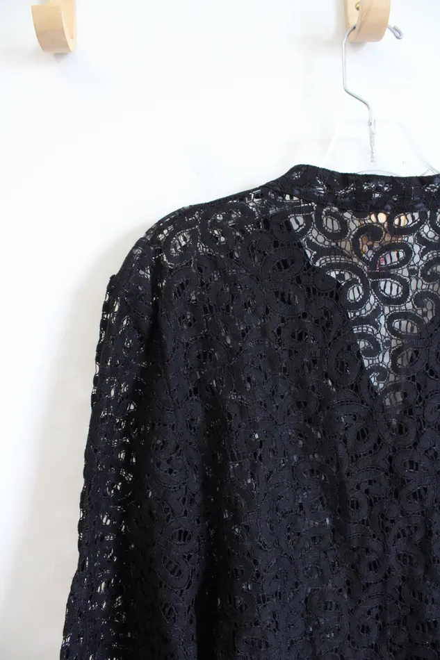 Rings Ruby Rd Black Lace Button Down Top 18W Ruby Rd