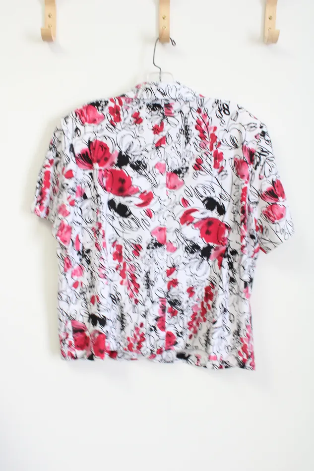 Rings Sag Harbor Sag Harbor Stretch Pink Black White Floral Top 10
