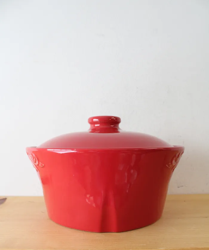 Rings Sur La Table Sur La Table Etched Red Round Stoneware Covered Dish