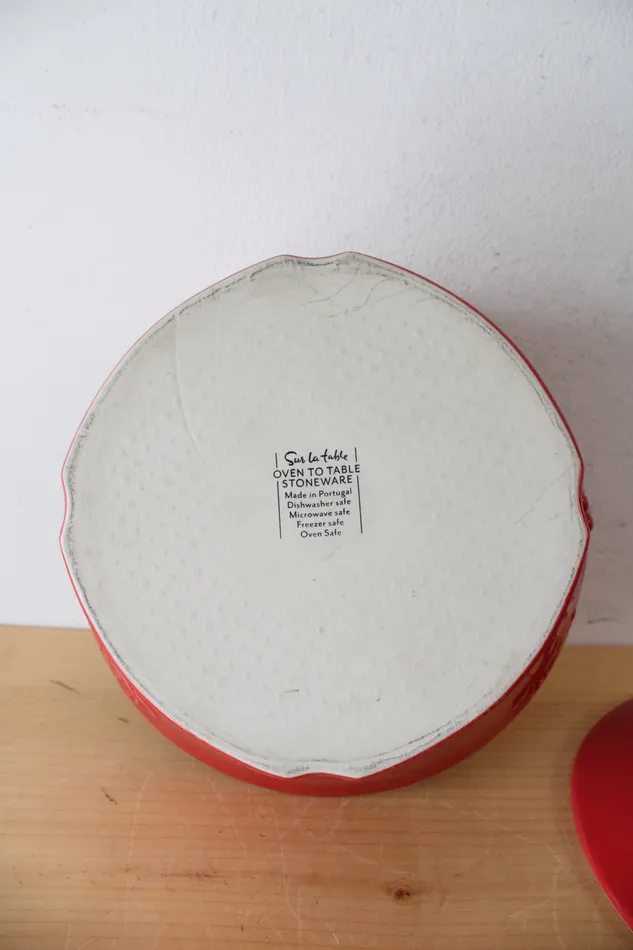 Rings Sur La Table Sur La Table Etched Red Round Stoneware Covered Dish