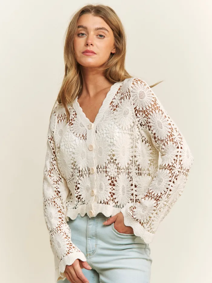 Rings Sweet Generis Debra Floral Crochet Cardigan